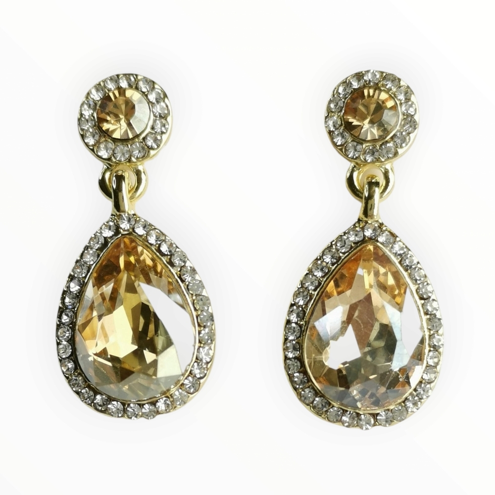 Citrine Swarovski Crystal Dangle Drop Earrings